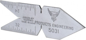 PEC Tools 60° Angle, Satin Chrome Coated Steel Center Gage 1/32 to 1/14 Inch Graduation 5031 - 06597793