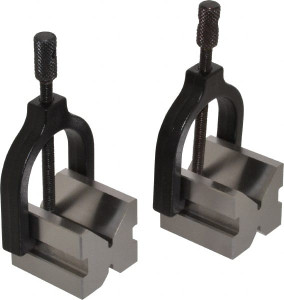 GROZ USA 14.29 to 1" Capacity, 90° Angle, Tool Steel V-Block 1-3/4" Long x 1-19/32" Wide x 1-7/16" High, Sold as 2 Block Set VB/T/45 - 06493019