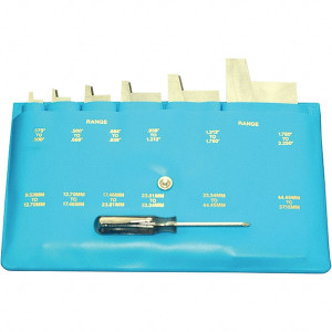 Mitutoyo Adjustable Parallel Sets, Minimum Length (Inch): 1-11/16, Maximum Length (Inch): 5, Minimum Measurement (Inch): 3/8, Maximum Measurement (Inch): 2-1/4, Thickness (Inch): 5/16, Number of Pieces: 6 985-131 - 47856067