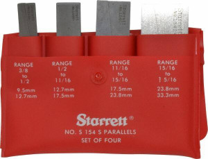 Starrett 3/8 to 1-5/16 Inch Adjustable Parallel Set 1-3/4 to 3-9/16 Inch Long, 9/32 Inch Thick, Includes Case, 4 Pieces 50584 - 86405867