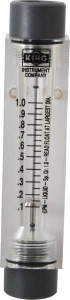 King Instrument 1/2" FNPT Port Block Style, Inline Flowmeter 100 Max psi, 1 GPM, Acrylic 7511212B-02 - 86485406