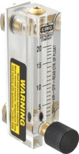 King Instrument 1/4" F Port Block Style, Panel Mount Flowmeter 125 Max psi, 20 SCFH, Acrylic 75301112C-07 - 86485778