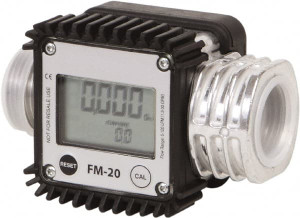 PROLUBE 1" NPT Port Electronic Digital Flowmeter & Totalizer 300 Max psi, 1.3 to 32 GPM, Aluminum FM-20/0-1/N - 92912468