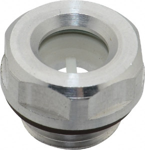 J.W. Winco M16x1.5 Thread, 20mm Distance Across Flats, Aluminum Oil Level Sight Glasses 22mm Flange Diameter, 7.5mm Head Height, 8mm Length Under Head R21/A - 64829328