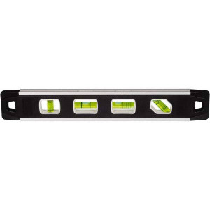 Johnson Level & Tool Magnetic 12" Long 4 Vial Torpedo Level Aluminum, Black, 1 Plumb, 1 Level & 1 Vari-Pitch & 1 45° Vials 1421-1200 - 56373418