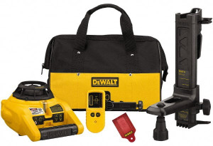 DeWALT 100' (Interior) & 600' (Exterior) Measuring Range, 1/4" at 100' & 2mm at 10m Accuracy, Self-Leveling Rotary Laser with Detector ±5° Self Leveling Range, 600 RPM, 2-D Battery Included DW074KD - 08162935