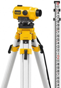 DeWALT 26x Magnification, 0.5 to 300 Ft. Measuring Range, Automatic Optical Level Kit Accuracy 1/32 Inch at 100 Ft., Kit Includes Aluminum Tripod with Quick Adjust Legs DW096PK - 09250671