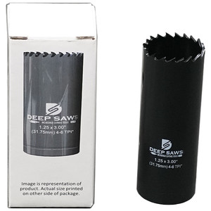 Deep Saws 3" Deep Bi-Metal Hole Saw, 4-6 TPI, 1.25" Diameter - 100816