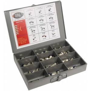 Aignep USA 60 Piece, Swift Fit Push In Fitting Kit, 1/8 to 3/8" Thread, 1/4" Tube 87861-04 - 53660379