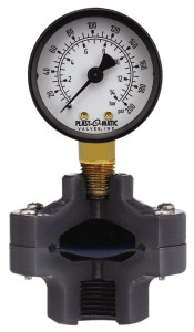 Plast-O-Matic Valves 30 Max psi, 2 Inch Dial Diameter, PVC Pressure Gauge Guard and Isolator 3% Accuracy GGTS030-PV - 03367703