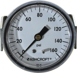 Ashcroft 2-1/2" Dial, 1/4 Thread, 0-160 Scale Range, Pressure Gauge Center Back Connection Mount 662876001460 - 56480239