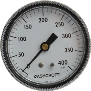 Ashcroft 2-1/2" Dial, 1/4 Thread, 0-400 Scale Range, Pressure Gauge Center Back Connection Mount 662876131754 - 56480262