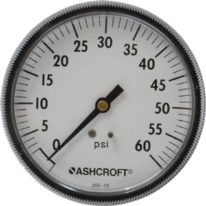 Ashcroft 3-1/2" Dial, 1/4 Thread, 0-60 Scale Range, Pressure Gauge Center Back Connection Mount 662876002382 - 56480379