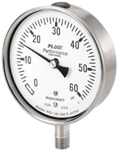 Ashcroft 2-1/2" Dial, 1/4 Thread, 0-600 Scale Range, Pressure Gauge Lower Connection Mount, Accurate to 3-2-3% of Scale 82408XLL - 75008789