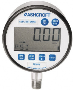 Ashcroft 3" Dial, 1/4 Thread, 0-5,000 Scale Range, Pressure Gauge Lower Connection Mount, Accurate to 0.05% of Scale 302089SD02L5K - 74586553