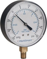 Value Collection 2" Dial, 1/4 Thread, 30-0 Scale Range, Pressure Gauge Lower Connection Mount, Accurate to 3-2-3% of Scale WS-PE-GAGE-20 - 70670054
