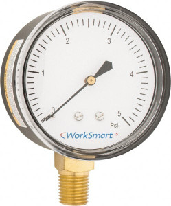 Value Collection 2-1/2" Dial, 1/4 Thread, 0-5 Scale Range, Pressure Gauge Lower Connection Mount, Accurate to 1.5% of Scale WS-PE-277 - 59274183