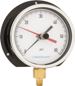 Value Collection 4-1/2" Dial, 1/4 Thread, 0-60 Scale Range, Pressure Gauge Lower Connection Mount, Accurate to 0.5% of Scale WS-PE-304 - 59274399