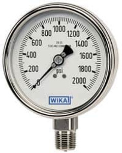 WIKA 4" Dial, 1/4 Thread, 0-15 Scale Range, Pressure Gauge Lower Connection Mount, Accurate to 1% of Scale 9745378 - 04009114 WIKA 4" Dial, 1/4 Thread, 0-15 Scale Range, Pressure Gauge Lower Connection Mount, Accurate to 1% of Scale 9745378 - 04009114