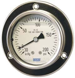 WIKA 2-1/2" Dial, 1/4 Thread, 0-2,000 Scale Range, Pressure Gauge Lower Back Connection Mount, Accurate to 2-1-2% of Scale 4283000 - 81958209