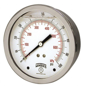 Winters Instruments 1-1/2" Dial, 1/8 Thread, 0-1,000 Scale Range, Pressure Gauge Center Back Connection Mount, Accurate to 2.5% of Scale PFQ1129 - 89905160