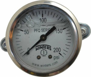 Winters Instruments 2" Dial, 1/4 Thread, 0-200 Scale Range, Pressure Gauge U-Clamp Panel Mount, Center Back Connection Mount, Accurate to 1.6% of Scale PFQ3011. - 55193965