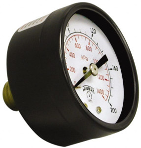 Winters Instruments 1-1/2" Dial, 1/8 Thread, 0-100 Scale Range, Pressure Gauge Center Back Connection Mount, Accurate to 3-2-3% of Scale PEM1420 - 89905434