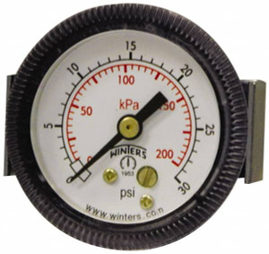 Winters Instruments 2" Dial, 1/8 Thread, 0-30 Scale Range, Pressure Gauge U-Clamp Panel Mount, Center Back Connection Mount, Accurate to 2.5% of Scale P9U901402UC - 89905723