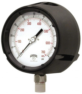 Winters Instruments 4-1/2" Dial, 1/2 Thread, 0-60 Scale Range, Pressure Gauge Lower Connection Mount, Accurate to 0.5% of Scale PPC5063-45G - 89906002