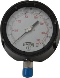 Winters Instruments 4-1/2" Dial, 1/2 Thread, 0-100 Scale Range, Pressure Gauge Lower Connection Mount, Accurate to 0.5% of Scale PPC5064 - 89906010