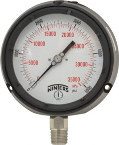 Winters Instruments 4-1/2" Dial, 1/2 Thread, 0-5,000 Scale Range, Pressure Gauge Lower Connection Mount, Accurate to 0.5% of Scale PPC5074 - 89906192