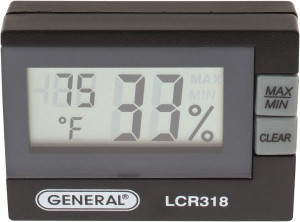 General 14 to 140°F, 10 to 99% Humidity Range, Thermo-Hygrometer 5% Relative Humidity Accuracy, 0.1% RH, 0.1° Temp Resolution LCR318 - 40374092