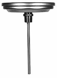 WIKA 6" Stem, 25 to 125° F Bi-Metal Thermometer Back Connected, 1% Accurate, Stainless Steel 50060A003G4 - 56429046