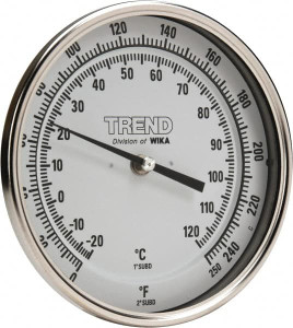 WIKA 2-1/2" Stem, 0 to 250° F Bi-Metal Thermometer Adjustable Angle Mount, 1% Accurate, Stainless Steel 52025A006G4 - 56437908