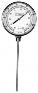 WIKA 6" Stem, 50 to 300° F Bi-Metal Thermometer Bottom Connected, 1% Accurate, Stainless Steel 51060A008A4SF - 56434699
