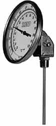 WIKA 12" Stem, 20 to 240° F Bi-Metal Thermometer Adjustable Angle Mount, 1% Accurate, Stainless Steel 52120A007A4SF - 56439565