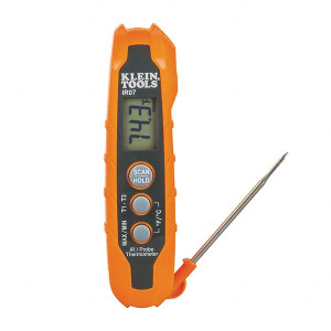 Klein Tools Digital Thermometers & Probes, Type: Dual IR/Probe Thermometer, Maximum Temperature (C): 300, Maximum Temperature (F): 572, Minimum Temperature (C): -40, Minimum Temperature (F): -40, Display Type: Back Lit, LCD IR07 - 11010170