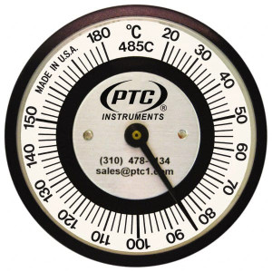 PTC Instruments 20 to 185°C, 2 Inch Dial Diameter, Pipe Surface Clip On Thermometer 1° Division Graduation 485CL - 56470859