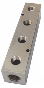 Rapidair Aluminum Pneumatic Compressed Air 3/4" NPT Manifold Blocks - (5) 3/4" Outlets - H-75-75-5