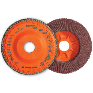 Walter Surface Technologies ENDURO-FLEX STAINLESS™ Blending Disc, Type 27, 4-1/2" Diameter, 7/8" Arbor, 60 Grit - 15Q456