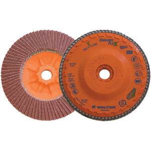Walter Surface Technologies ENDURO-FLEX STAINLESS™ Blending Disc, Type 27S, 4-1/2" Diameter, 5/8"-11 Arbor, 80 Grit - 06F458