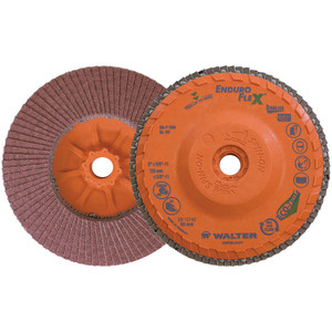 Walter Surface Technologies ENDURO-FLEX STAINLESS™ Blending Disc, Type 27S, 5" Diameter, 5/8"-11 Arbor, 60 Grit - 06F506
