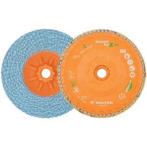 Walter Surface Technologies Enduro-Flex Alu™ Blending Flap Disc for Aluminum, Type 27S, 5" Diameter, 5/8"-11 Arbor, 40 Grit - 06U504