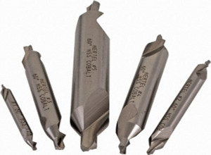 Hertel #1 to #5 Cobalt Combo Drill & Countersink Set 1/8 to 7/16" Body Diam, 1/8 to 1/8" Drill Point Diam, Double End, Plain Edge H-81105500000 - 62845508