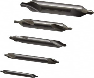Hertel 5 Pc #1 to #5 High Speed Steel Combo Drill & Countersink Set 60° Included Angle, Plain Edge HCH70012K - 77426872