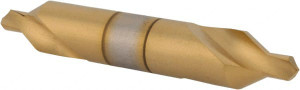 Hertel #5 82° 7/16" Body Diam High Speed Steel Combo Drill & Countersink TiN Finish, 2-3/4" OAL, Double End, Plain Edge, 3/16" Drill Point Diam, 3/16" Drill Point Length 10582-TIN-HRT - 62790043