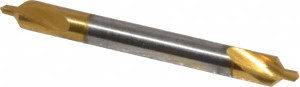 KEO #1 90° 1/8" Body Diam High Speed Steel Combo Drill & Countersink TiN Finish, 1-1/4" OAL, Double End, RH Cut, Plain Edge, 3/64" Drill Point Diam, 3/64" Drill Point Length 10190-TiN - 71033013