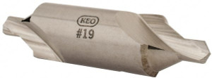 KEO #19 60° 7/8" Body Diam High Speed Steel Combo Drill & Countersink Bright Finish, 3-5/8" OAL, Double End, RH Cut, Bell Edge, 5/16" Drill Point Diam, 5/16" Drill Point Length 11900 - 71040190