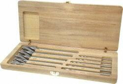 Made in USA #10 to #4 Wire Socket Head Cap Screw Compatible, High Speed Steel, Solid Pilot Counterbore Set Bright Finish, Oversize Pilot, 1/64" Oversize Increment, Straight Shank, 3 Flutes, 10 Piece Set #302W - 08273039