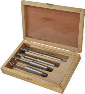 Value Collection 1/4" to 1/2" Socket-Head Cap Screw Compatible, High Speed Steel, Solid Pilot Counterbore Set Bright Finish, Standard Pilot, Morse Taper Shank, 3 Flutes, 4 Piece Set 381-9044 - 08861007